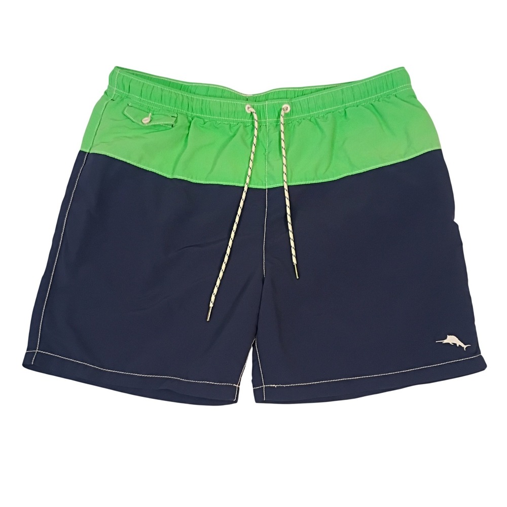 Tommy Bahama Relax Mens XL Swim Trunks Navy Green Colorblock Board Shorts XL